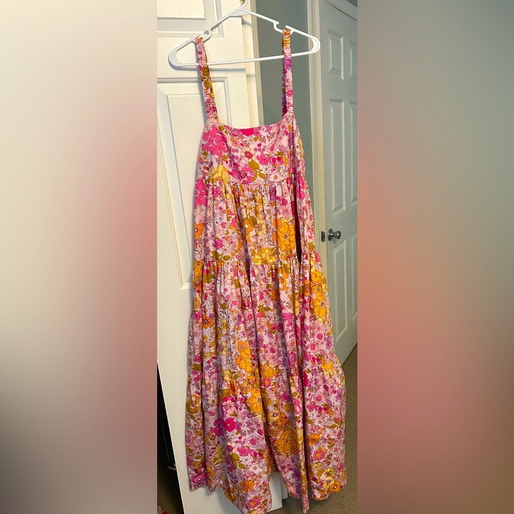 Free People Pink and Yellow Floral Maxi Dress, worn once for rehearsal dinner